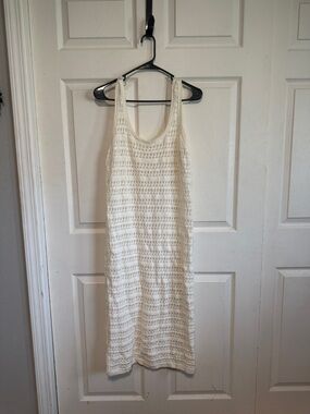 Old Navy Cream Crochet Maxi Tank Dress